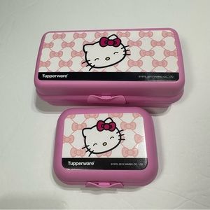 Tupperware Hello Kitty Lunch Snack Boxes Wrap Pink Set of 2
